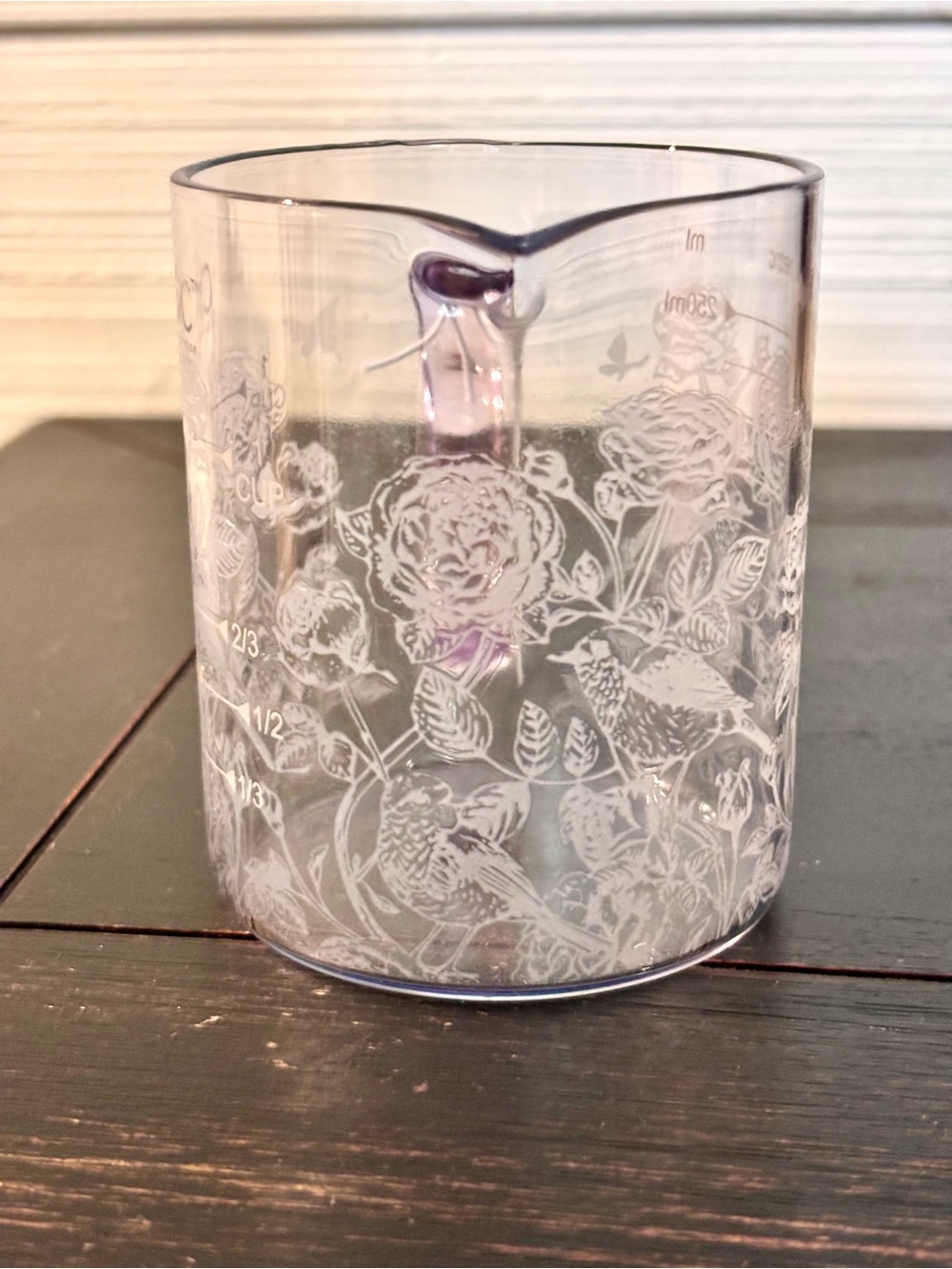 CWC Cook With Color 8oz Glass Floral Measuring Cup Purple Handle NEW - Picture 8 of 8